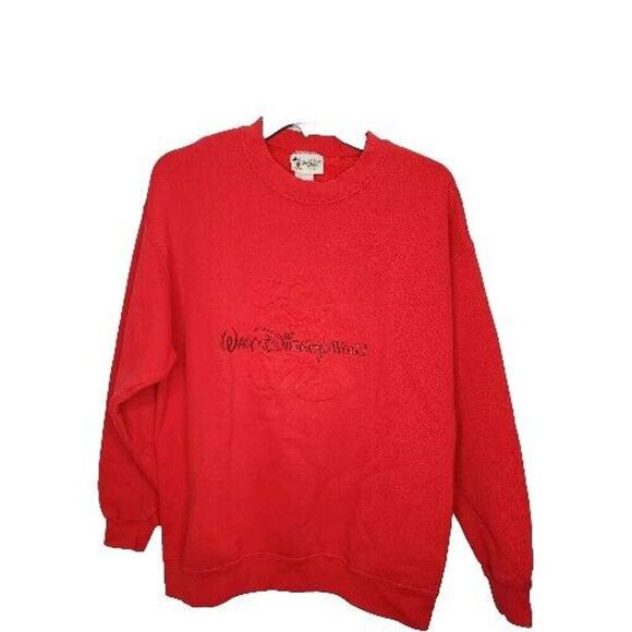 Disney Sweaters - VINTAGE 90's WALT DISNEY WORLD MICKEY MOUSE EMBOSSED RED SWEATSHIRT - SIZE L
